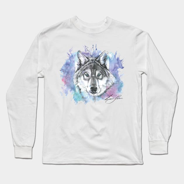 Winters Wolf Long Sleeve T-Shirt by Lcrossart